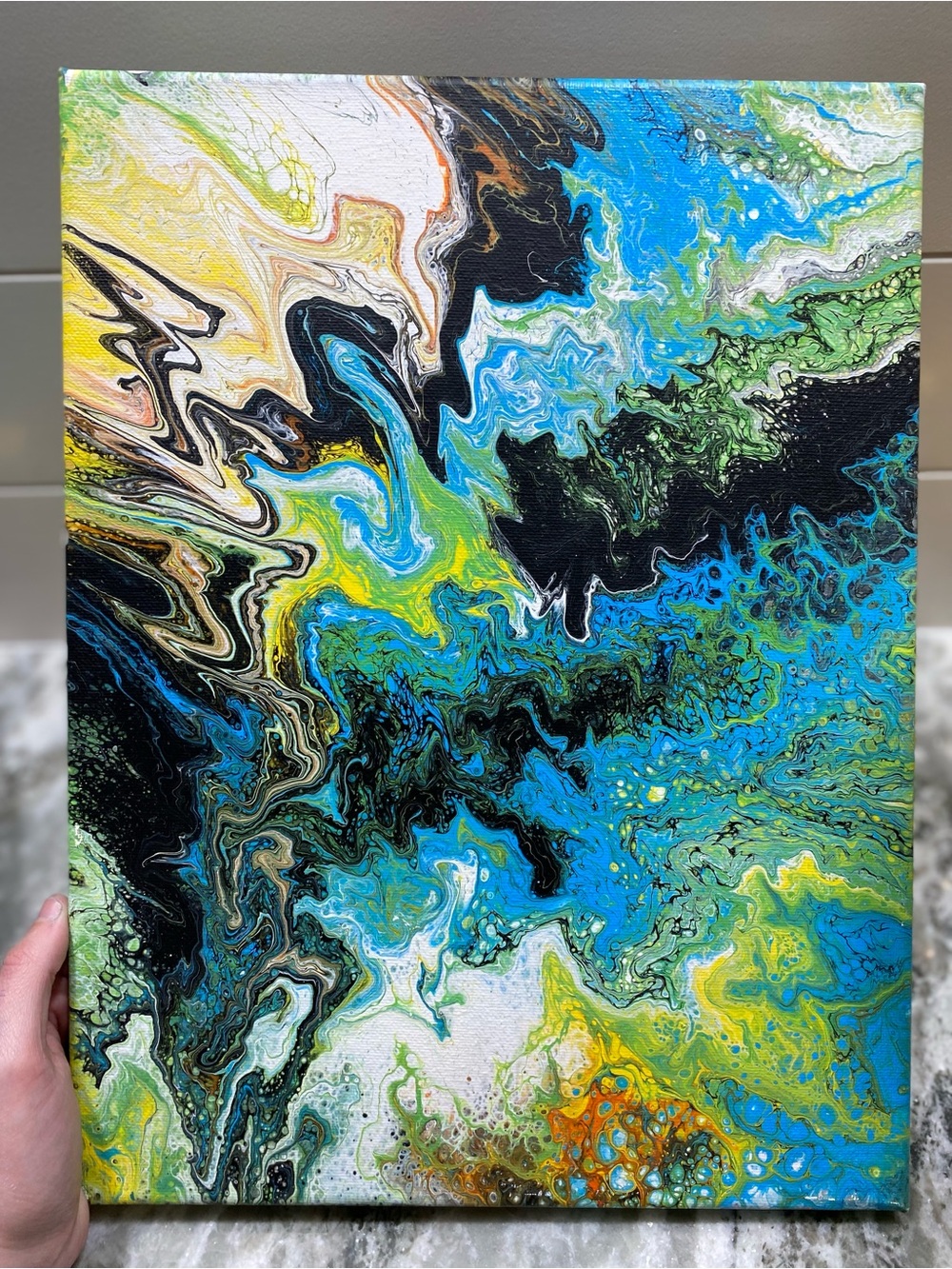 Abstract Blue and Green Canvas Art